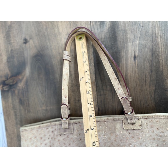Dooney & Bourke Ostrich Embossed Leather Tote Tan Shoulder Bag Classic Preppy - Picture 10 of 16